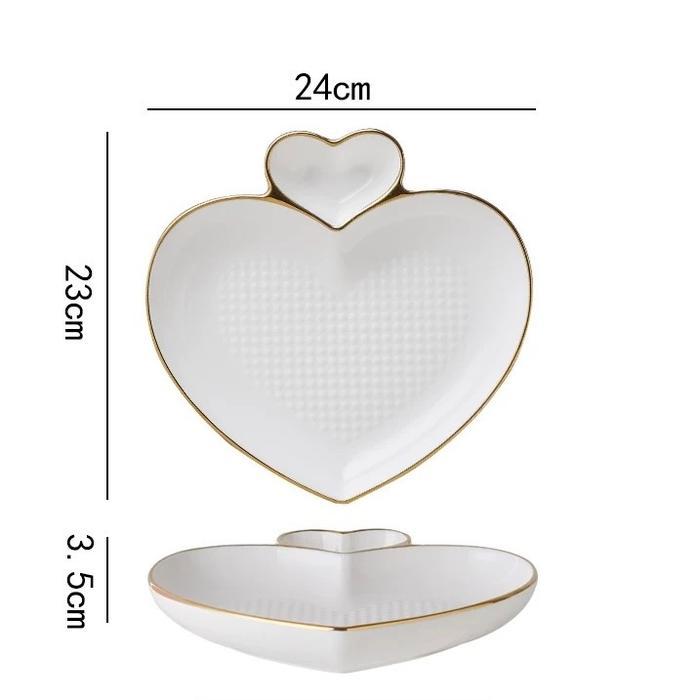 Piring Keramik Love / elegant love plate - Putih