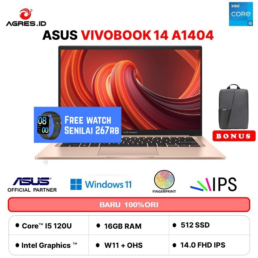 ASUS VIVOBOOK 14 A1404VAP CORE I5 120U 16GB 512GB W11+OHS+M365B 14.0FHD VIPS BLU -VIPS5151M