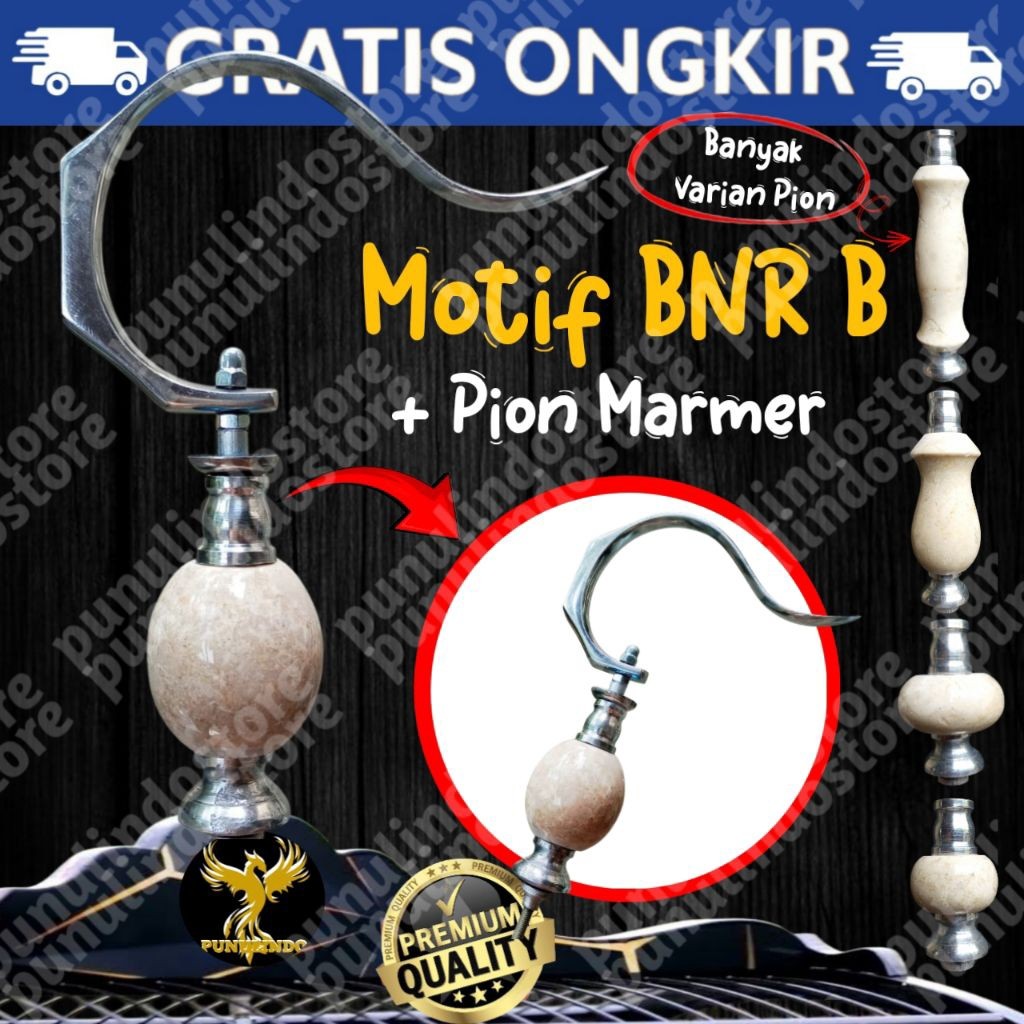 Gantungan Cantolan Pion Sangkar Burung Kotak Motif BNR Fullset Pion Marmer
