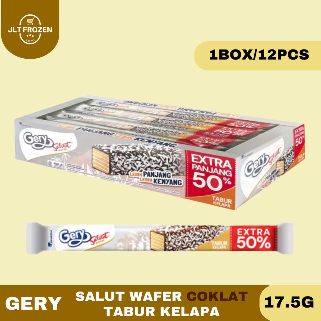Gery Saluut Wafer Cream Coklat Tabur Kelapa 17.5g / [1BOX-12PCS] / Wafer Coklat Tabur Kelapa