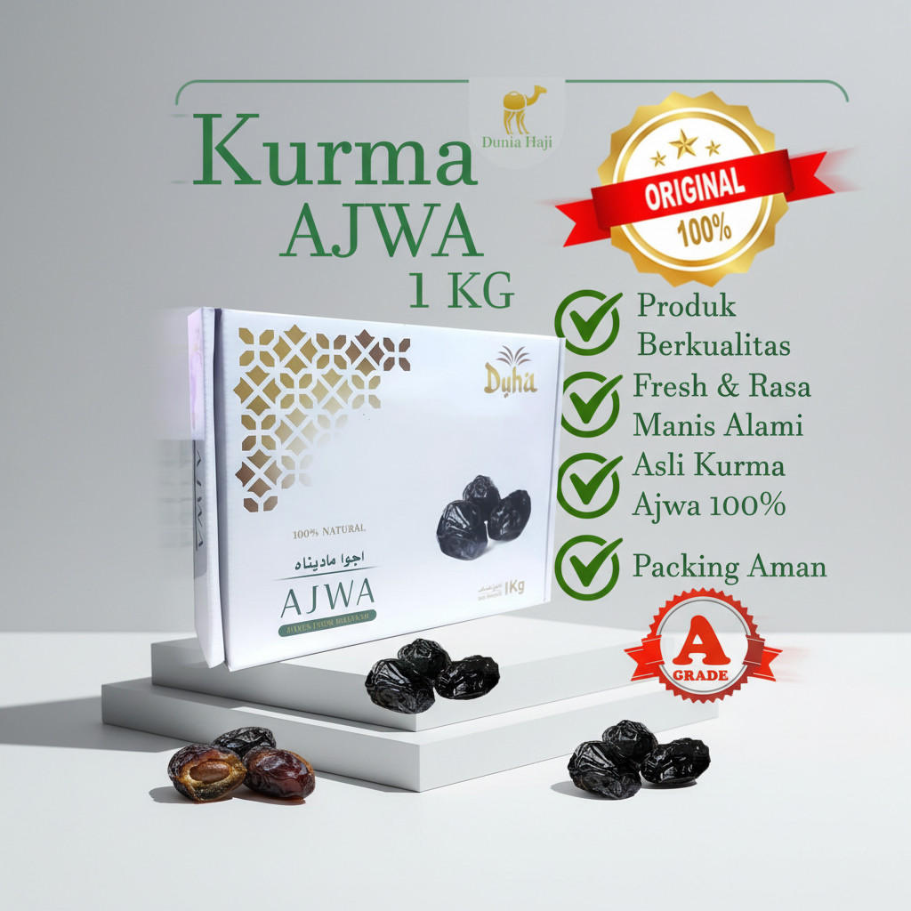 [  Promo ]  ||  kurma ajwa 1kg asli madinah duha dates kurma nabi ajwa premium original saudi arabia