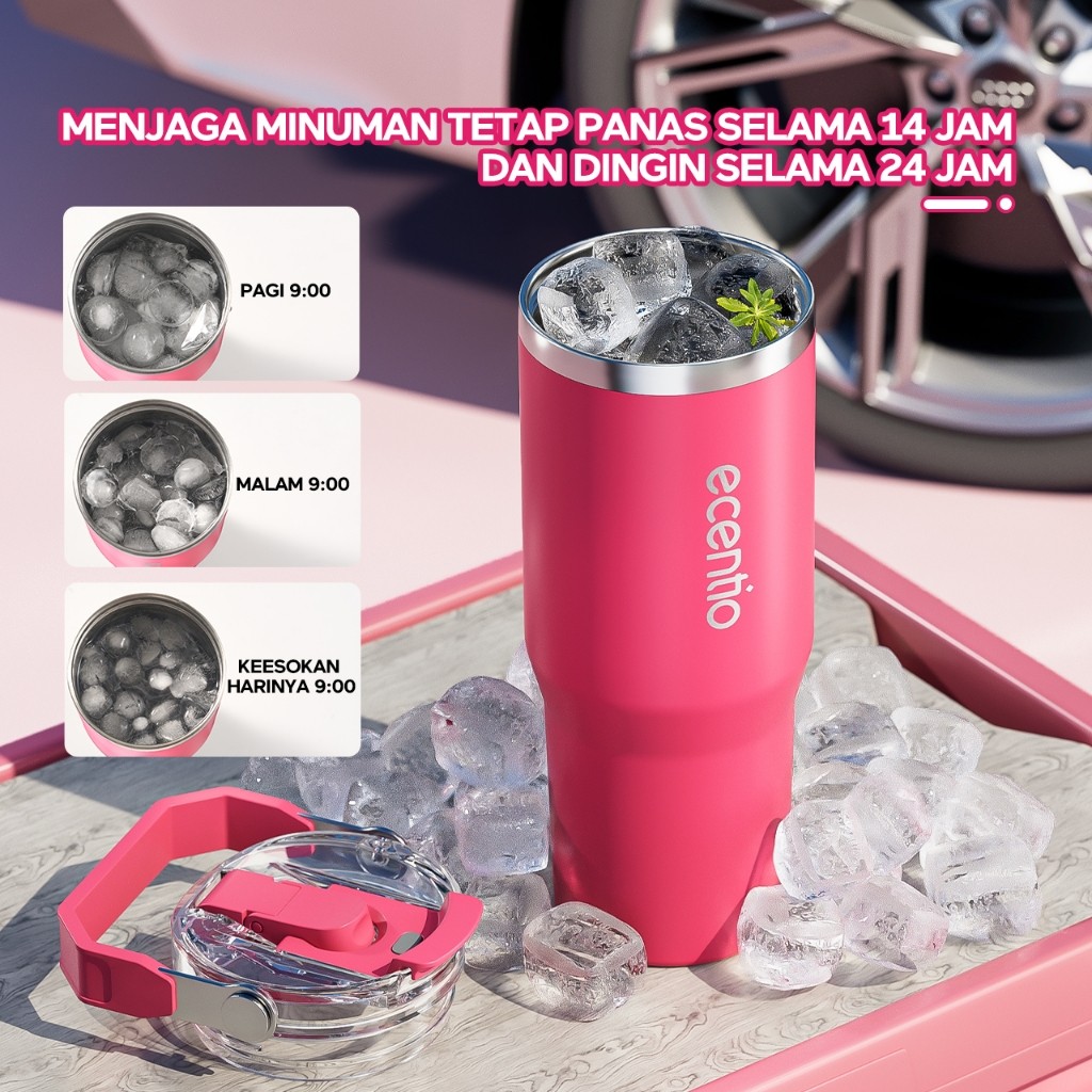 KIOSBERTHA OS ecentio tumbler Stainless 900ml Portable aesthetic termos lucu Botol minum besar tas t
