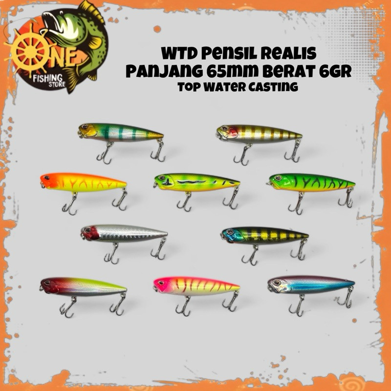 Umpan Pancing WTD Pensil Realis 65mm 6gram Top Water Casting