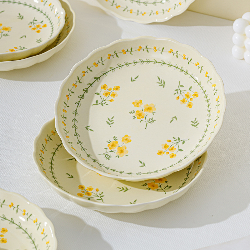 Japanese Style Household New Plate Dish Plate Steamed Fish Plate Ceramic Dinner Plate High-end Doubl
