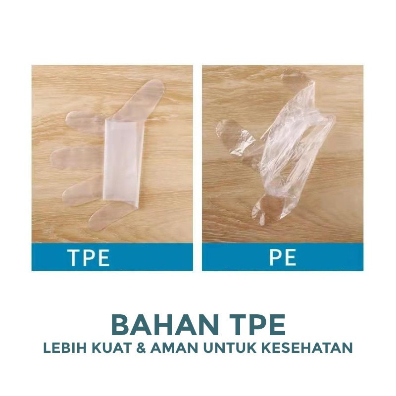 GROWSIR 70 PCS Sarung Tangan Plastik TPE Foodgrade Anti Minyak Anti Air Anti Bau XY068