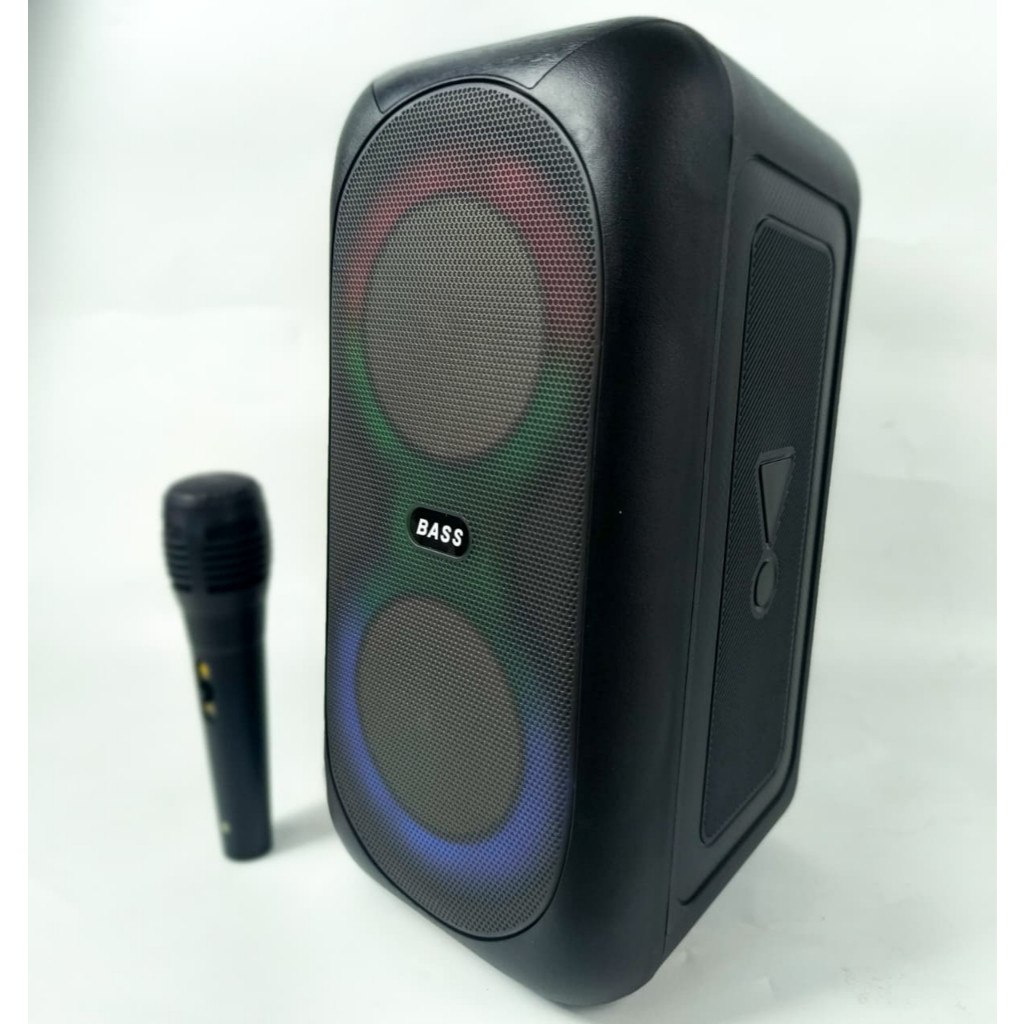 Speaker Portable Bluetooth Wireless Fleco F-4295 4.5inx2 Free Mic LED Light PLay RGB