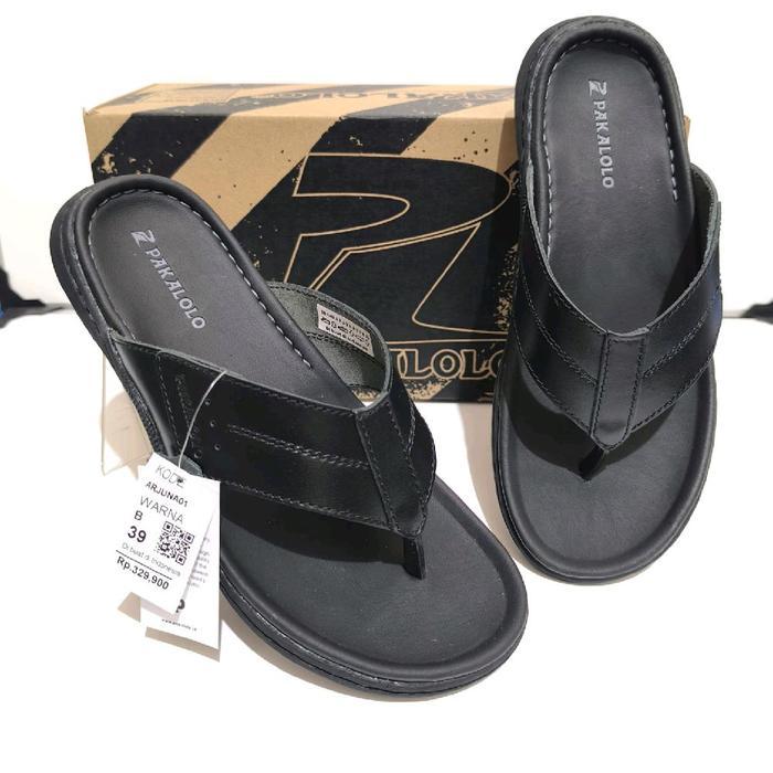 Sandal Kulit Pakalolo Arjuna 01 Original Sandal Slide Sandal Casual Pria - Hitam original by pakalol