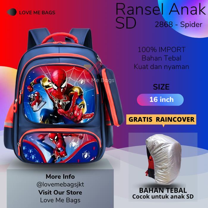 LMB Tas Anak Sekolah Laki Laki SD Import Bahan Nilon Premium Karakter Superhero Sonic Naruto Hulk Ka