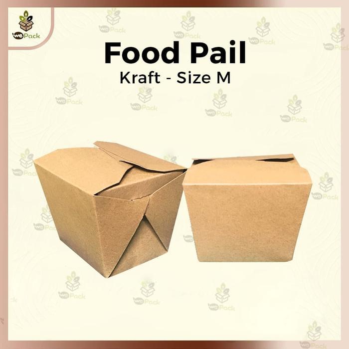 Food Pail Paper Medium 10oz Box bento Coklat Kraft 290GSM Laminating M