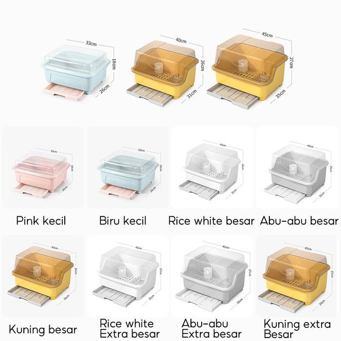 Rak Piring Plastik Minimalis / Rak Piring Tertutup Wastafel / Rak Pengering Piring PP / Rak Dapur Ki