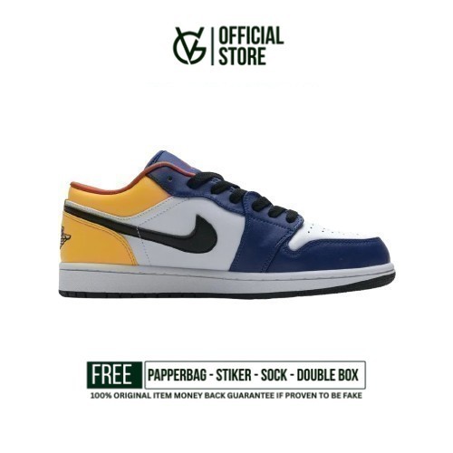 Sepatu Nike Air Jordan 1 Low 'White Deep Royal Blue' 100% Original BNIB Sneakers Unisex