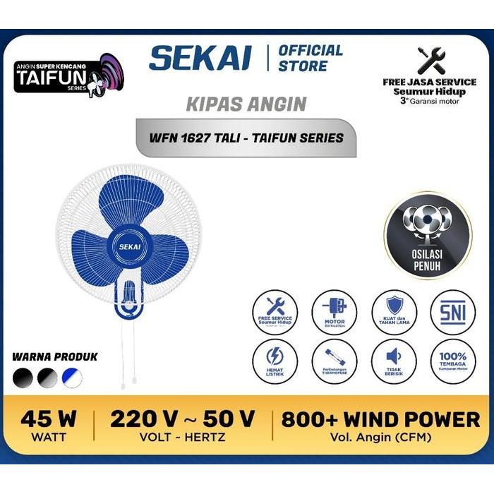 ZonaElektrik Sekai Kipas Angin Dinding WFN 1627 - 16 Inchi Wall Fan - white/blue