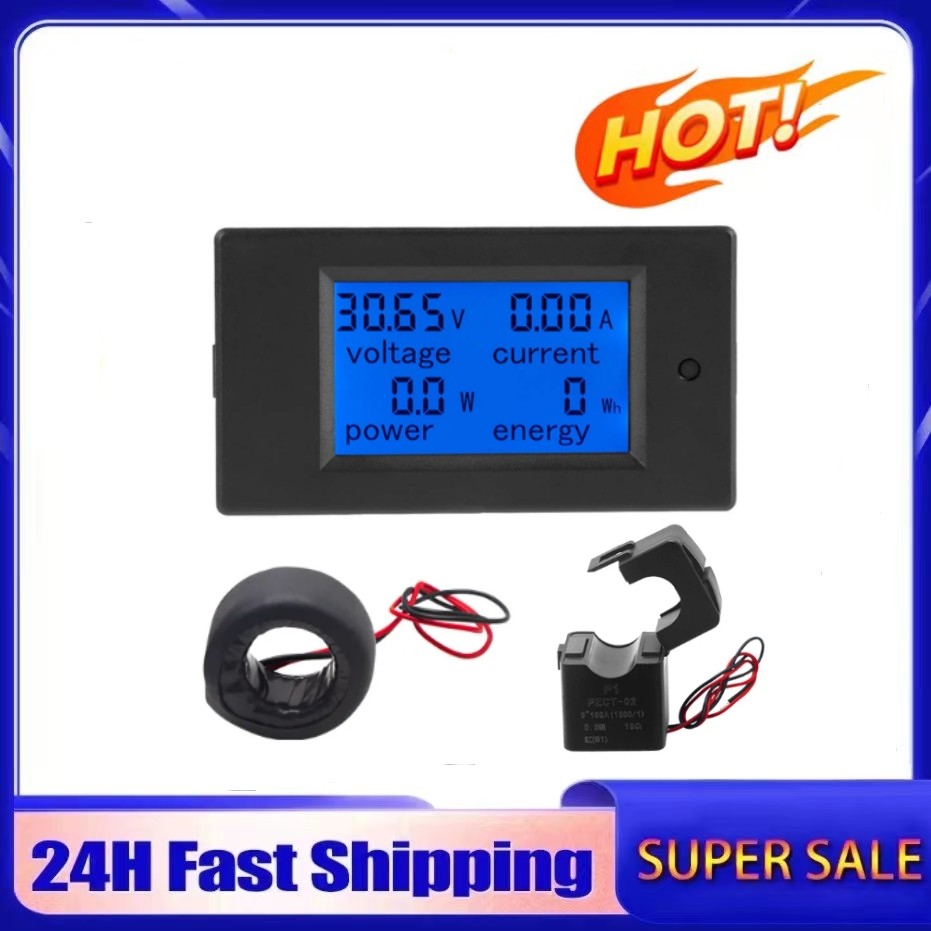 20A 100A AC 80-260V DC 6.5-100V gital LED splay Voltmeter Ammeter Wattmeter Power Energy Meter 12V 2