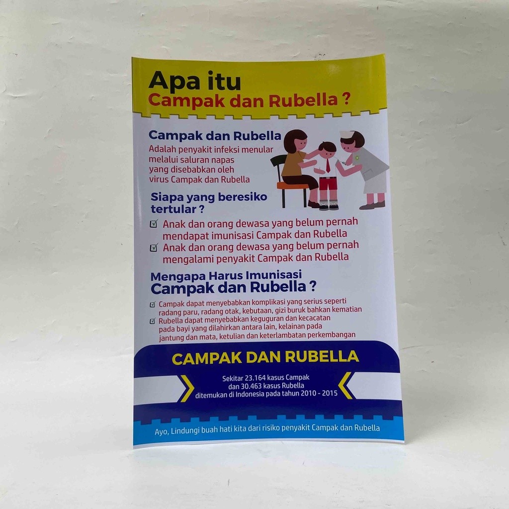 Poster kesehatan, Poster Campak Rubella, Poster campak, Poster kesehatan Murah, Laminating Glossy