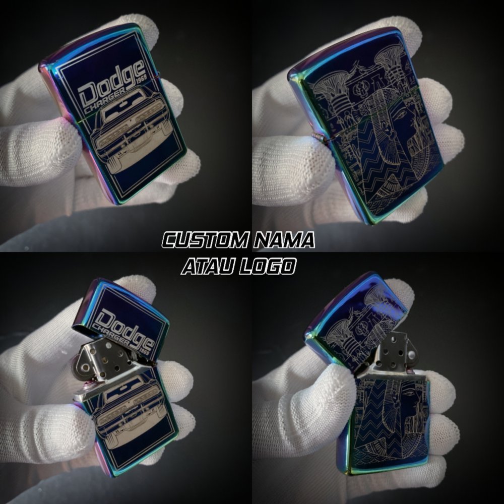 korek api minyak pemantik api premium warna dazzel dan gold custom nama logo