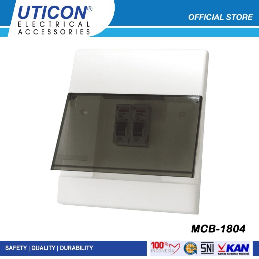 BOX MCB PANEL UTICON IB INBOW MCB1804 MCB 1804 COVER PANEL PELINDUNG MCB LISTRIK 4 PHASE 4 GROUP ORI