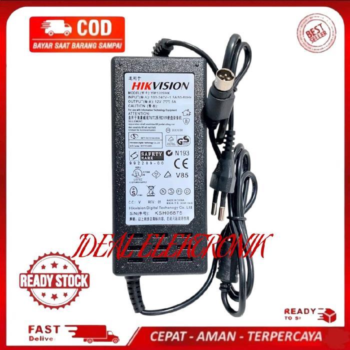 Adaptor hikvision 12V 5A 4 pin DVR Adaptor NVR CCTV Adaptor HIKVISION - -, -