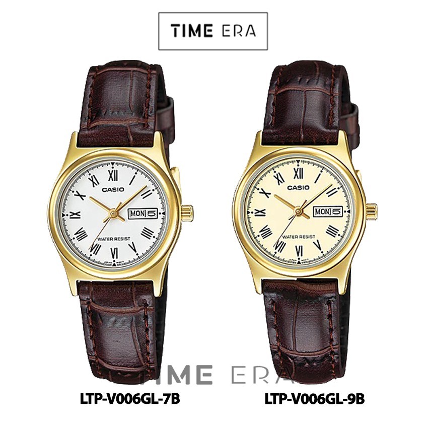 ORIGINAL Casio Original LTPV006GL-7B / LTP-V006GL-9B Jam Tangan Kulit Wanita Gold Emas CS1