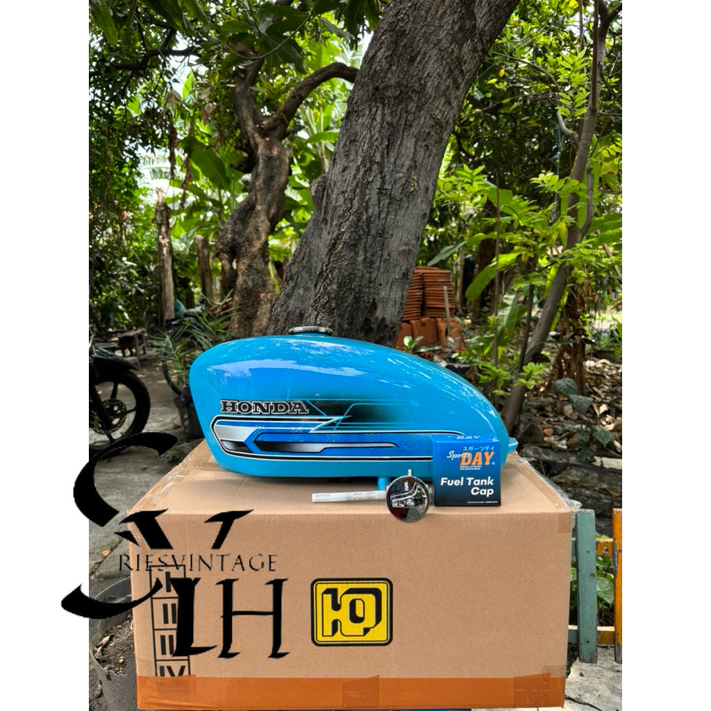 tangki honda cb100 cb125 press galvanis tangki biru set tangki galvanis