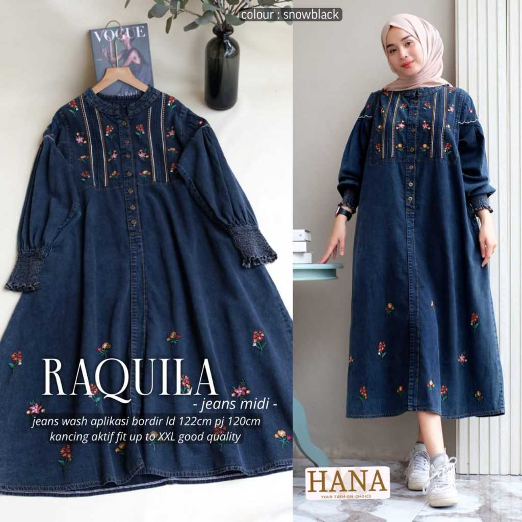Fashion Wanita HQ  RAQUILA JEANS MIDI DRESS From hANA