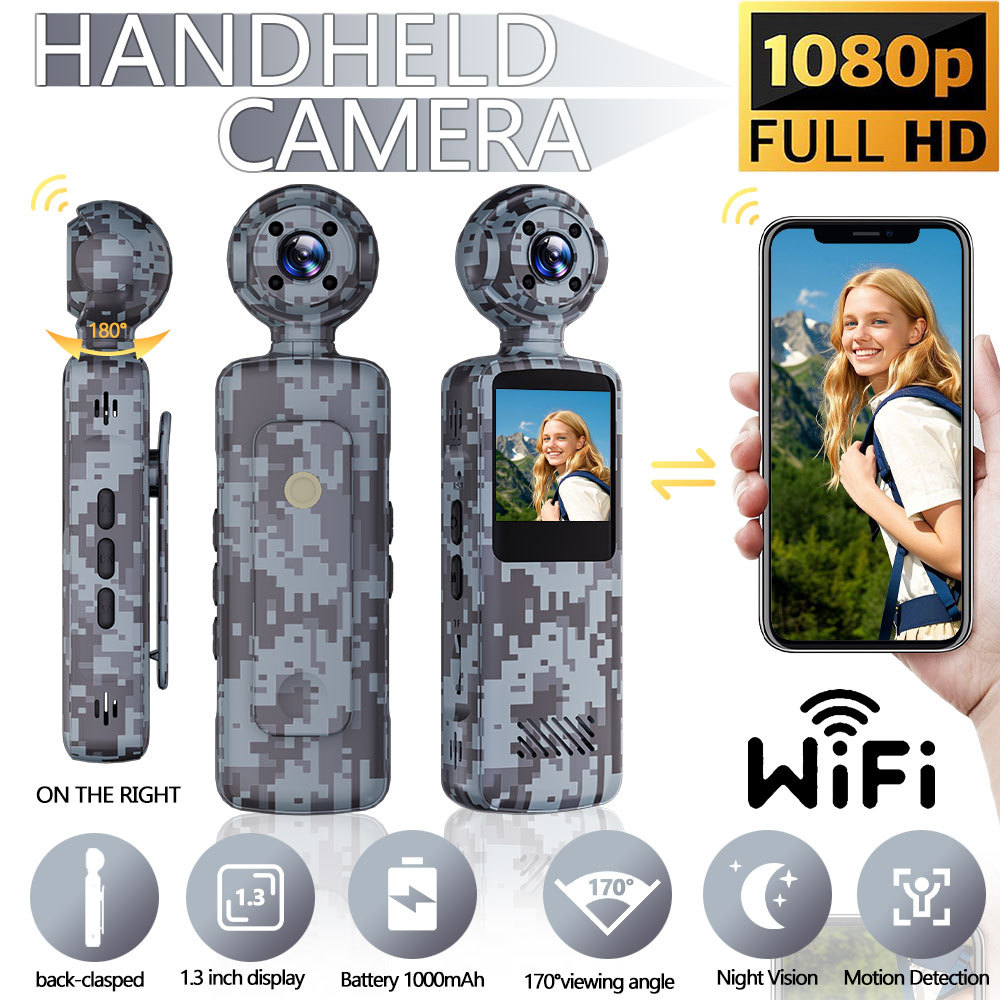 New 1080P HD Mini Camouflage Camera Portable Camera WiFi Mini Action Camera 1.3-in Portable gital Ca