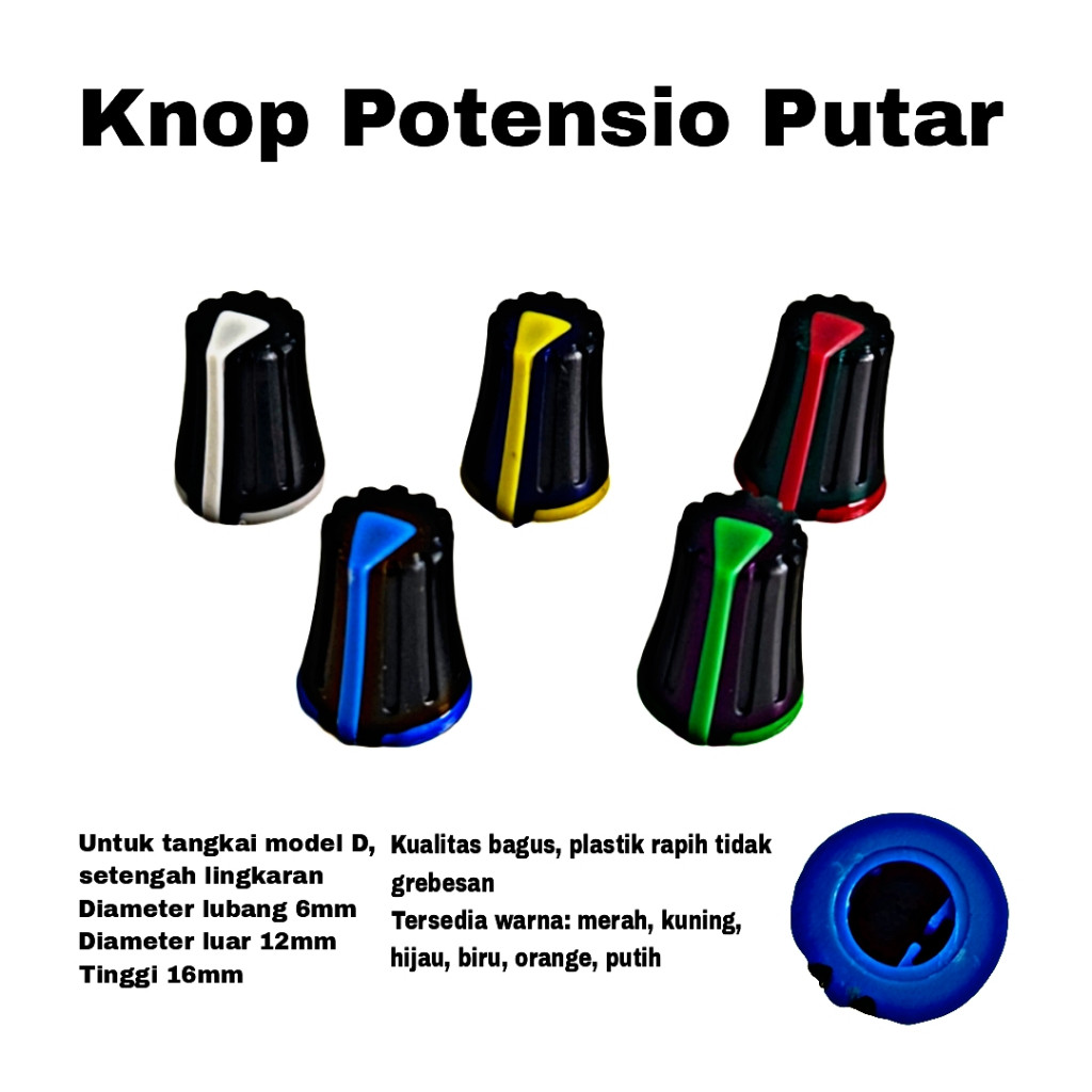 Knop Potensio Mixer Shaft D Knob Tutup Potensiometer Tuas Setengah Lingkaran