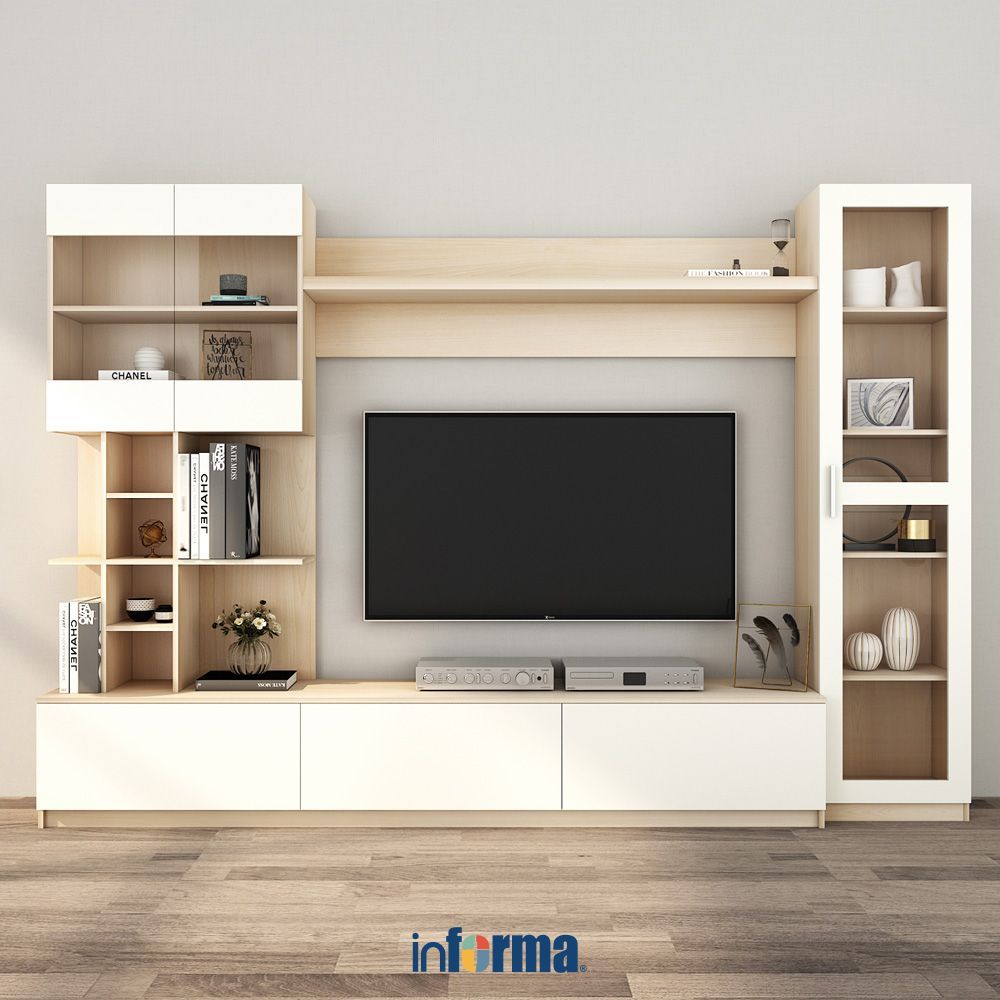 INFORMA NEO SALOM I I SET LEMARI TV - COKELAT MAPLE/ PUTIH