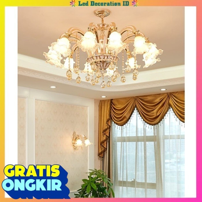 LAMPU HIAS GANTUNG KRISTAL BUNGA MEWAH / LAMPU GANTUNG RUANG TAMU