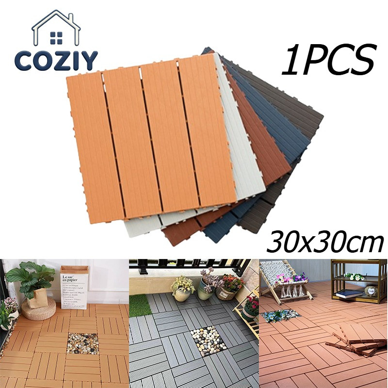 COZIY PH Lantai Kayu Outdoor Tahan Air 30x30cm,DIY Lantai Kayu Outdoor Indoor,Pengendalian lumut