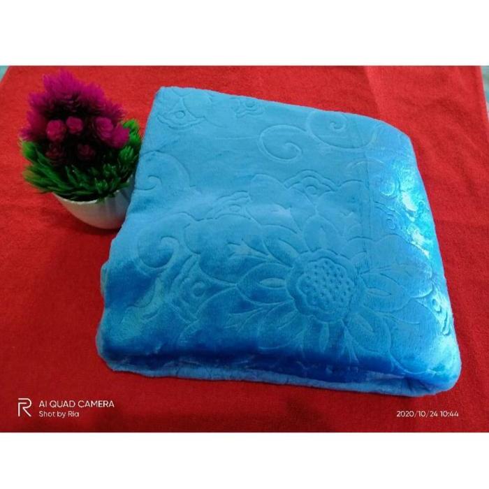 SELIMUT EMBOS CANTIK SELIMUT JUMBO DEWASA LEMBUT HALUS TEBAL - Biru, uk.180x200 cm