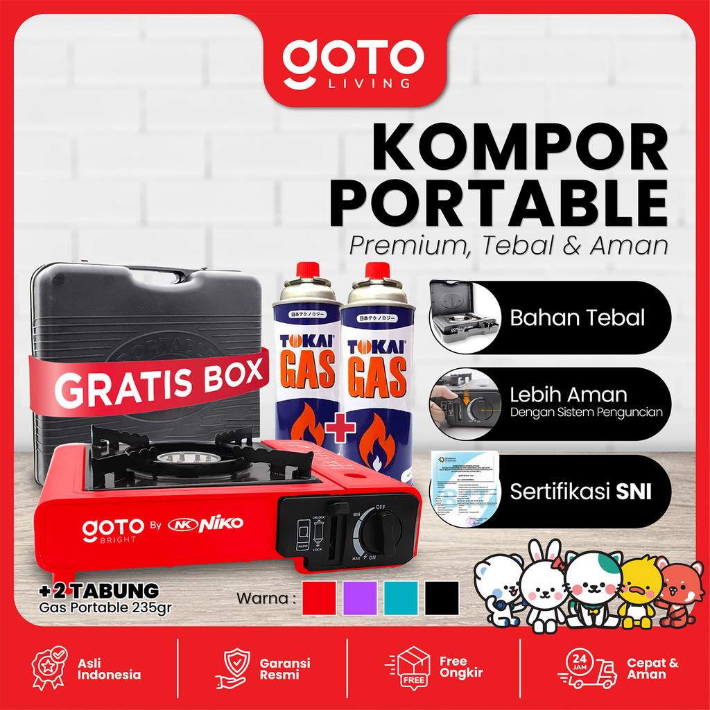 [PREMIUM, TEBAL & AMAN] Goto Bright Kompor Portable Camping BBQ Outdoor 1 Tungku + Gas Kaleng Butane