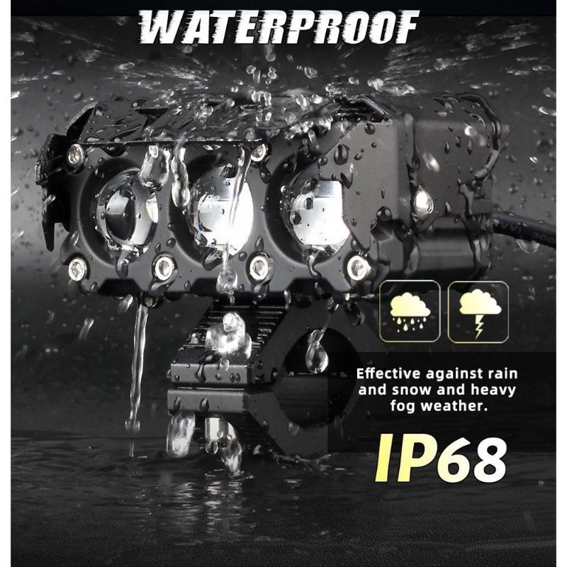 LAMPU TEMBAK LED LAMPU SOROT TEMBAK LASER SQL 3 MATA 2 WARNA PUTIH KUNING MOTOR MOBIL