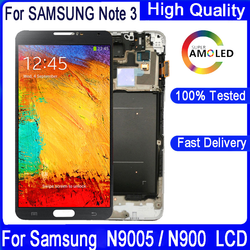 SUPER AMOLED 5.7'' LCD For SAMSUNG Note3 Tou Screen Note 3 N9005 N900 N900A N900 3G LCD gitizer Asse