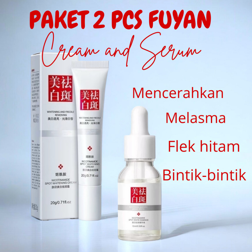 Paket 2 PCS Fuyan Cream dan Serum Fuyan atasi Melasma Flex Hitam Bintik-Bintik