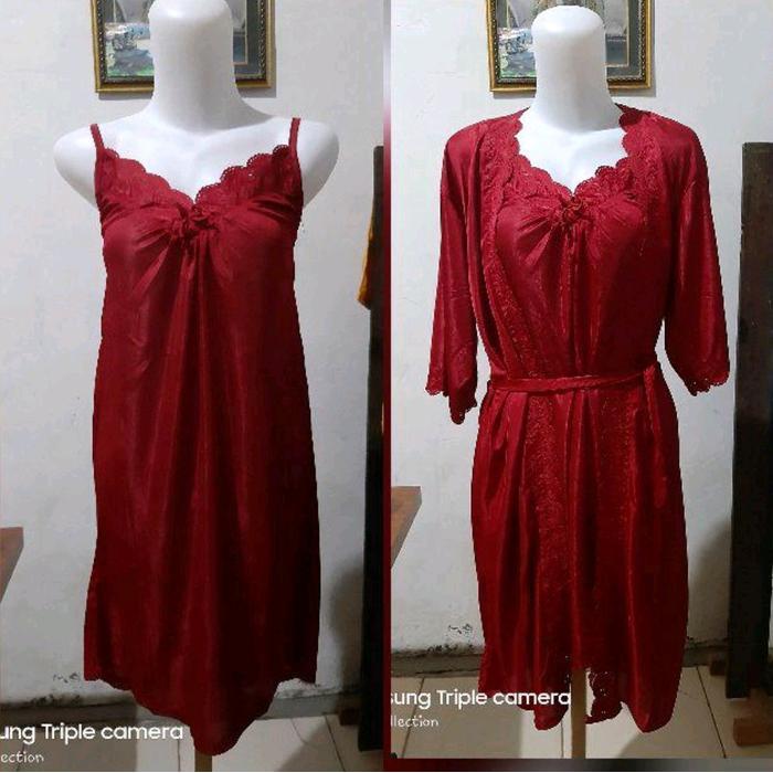 Dress Kimono 2in1 Jumbo Satin - Maroon