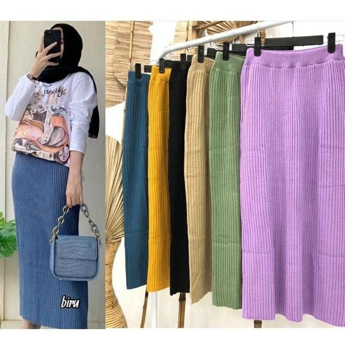 ROK SPAN PANJANG WARNA POLOS - putih