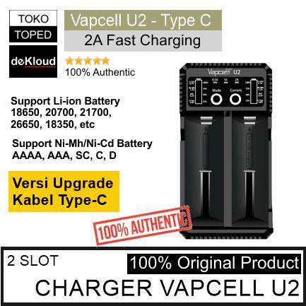 Authentic VAPCELL U2 Fast Charger Battery 2A | 18650 21700 AAA AA