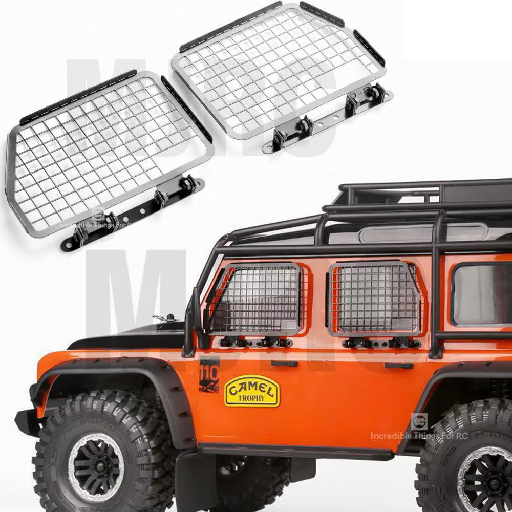 4pcs Metal Foldable Car Window Protective Net Trx4 Window Guard Net Guardrai For 1/10 Rc Crawler Car