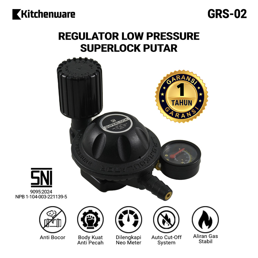 Kitchenware Regulator Meter Superlock Putar (GRS-02) Regulator Gas Superlock Regulator Gas Aman Regu