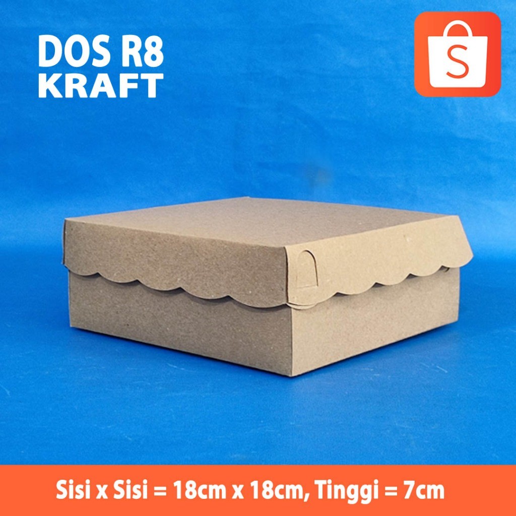 (100 Pcs) Dos R8 Kraft/ Kotak Nasi / Kotak Kue / Dos Ukuran 18x18