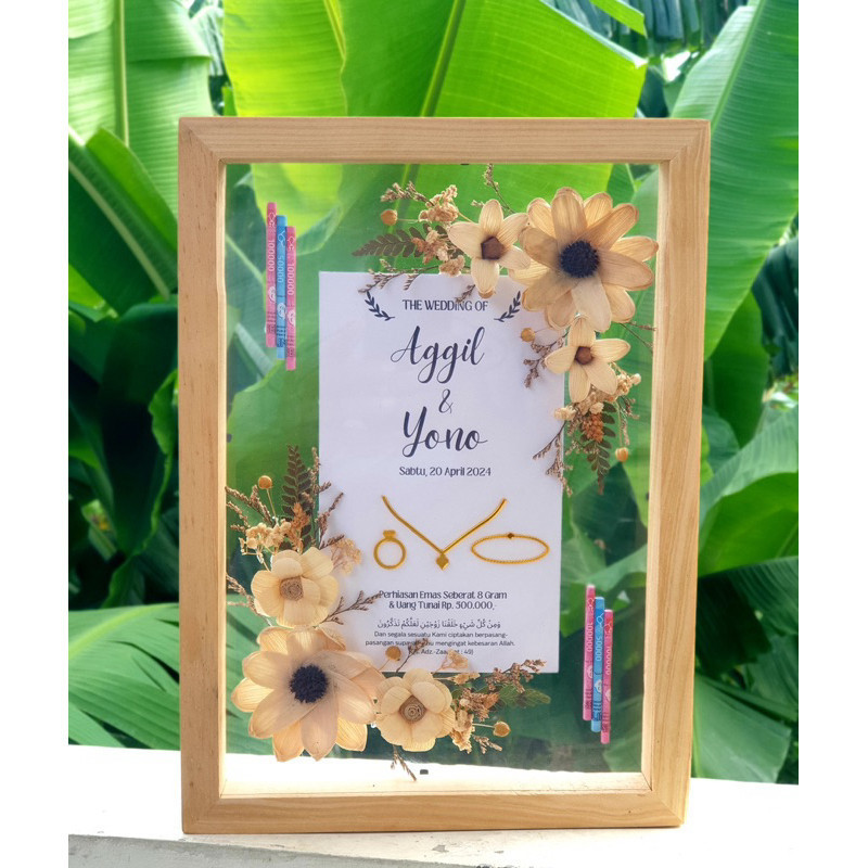 Custom 1 Hari Jadi MAHAR PERNIKAHAN BINGKAI KAYU MAHAR UANG 3D BINGKAI MAHAR AKRILIK BINGKAI MAHAR T