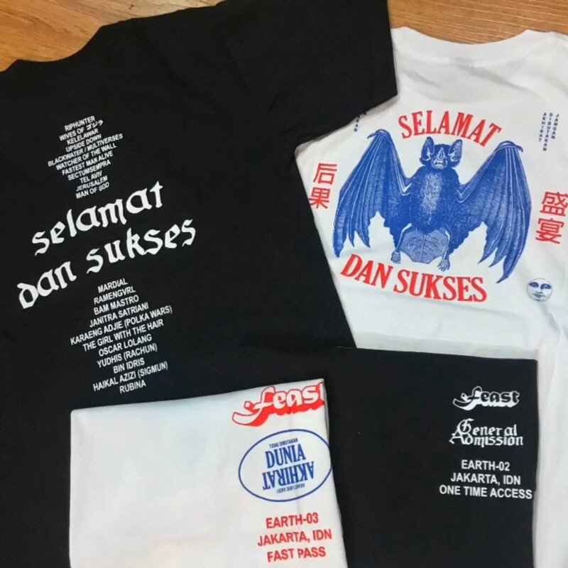 Kaos Band FEAST - SELAMAT DAN SUKSES KELELAWAR Tshirt Band Local Feast cotton combad 24s Tebal terba
