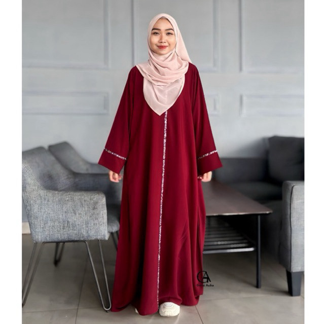 Abaya Remaja Payet Polos Gamis Muslim Wanita Wolfis Hitam Dress Syari