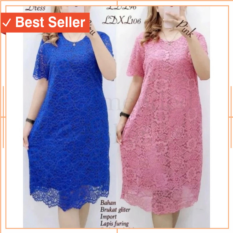 Terbaru Keren / Dress Pendek Brokat /Dress Modern Dress Natalan/ Dress Kondangan