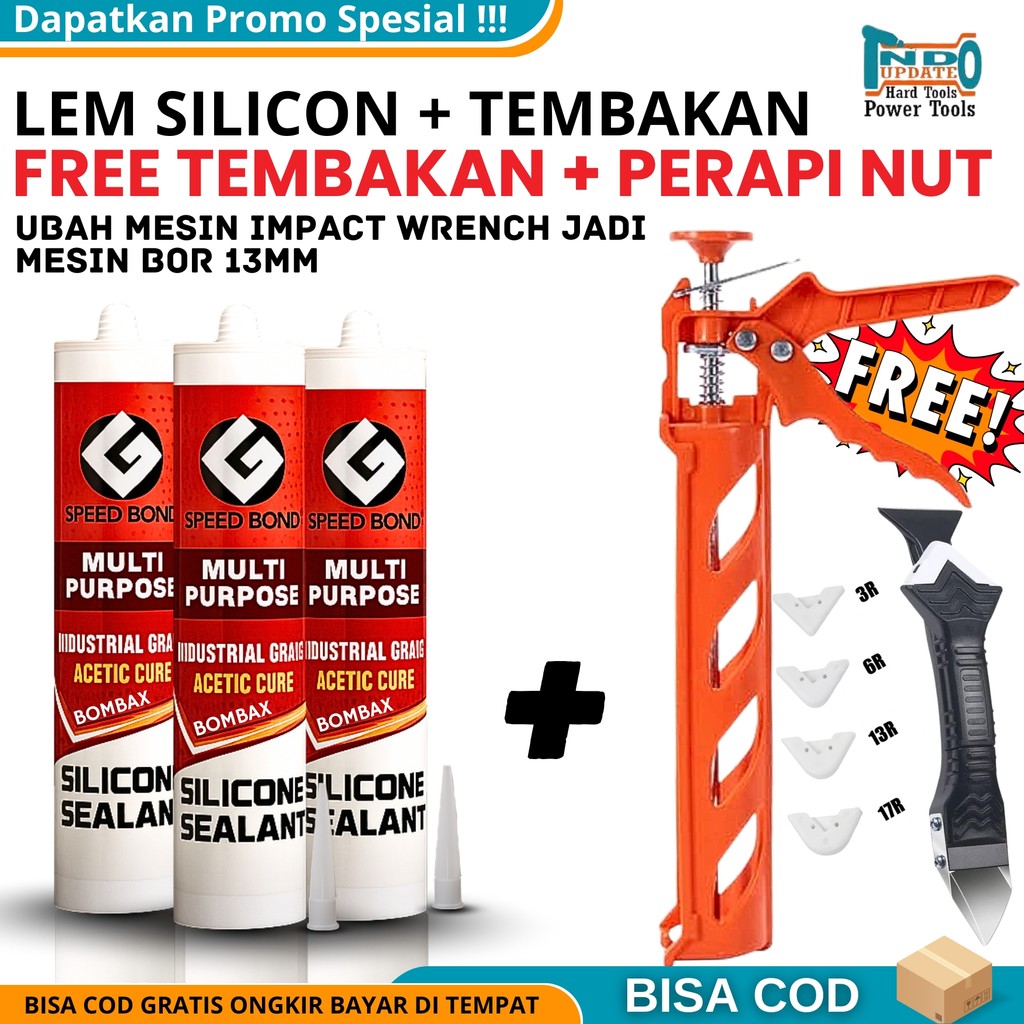 LENGKAP Tembak Sealent Paket Alat Tembak Lem Kaca Sealent Kaleng dan Botol Perekat Serbaguna