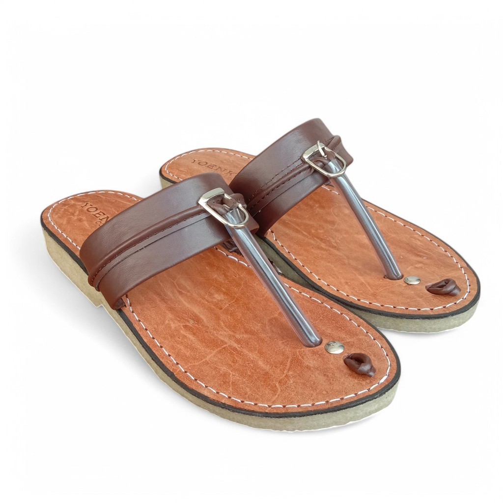 SANDAL HAJI TARUMPAH KHAS TASIK KARET MENTAH TEBAL / PROMO SANDAL TASIK KULIT ASLI COKLAT