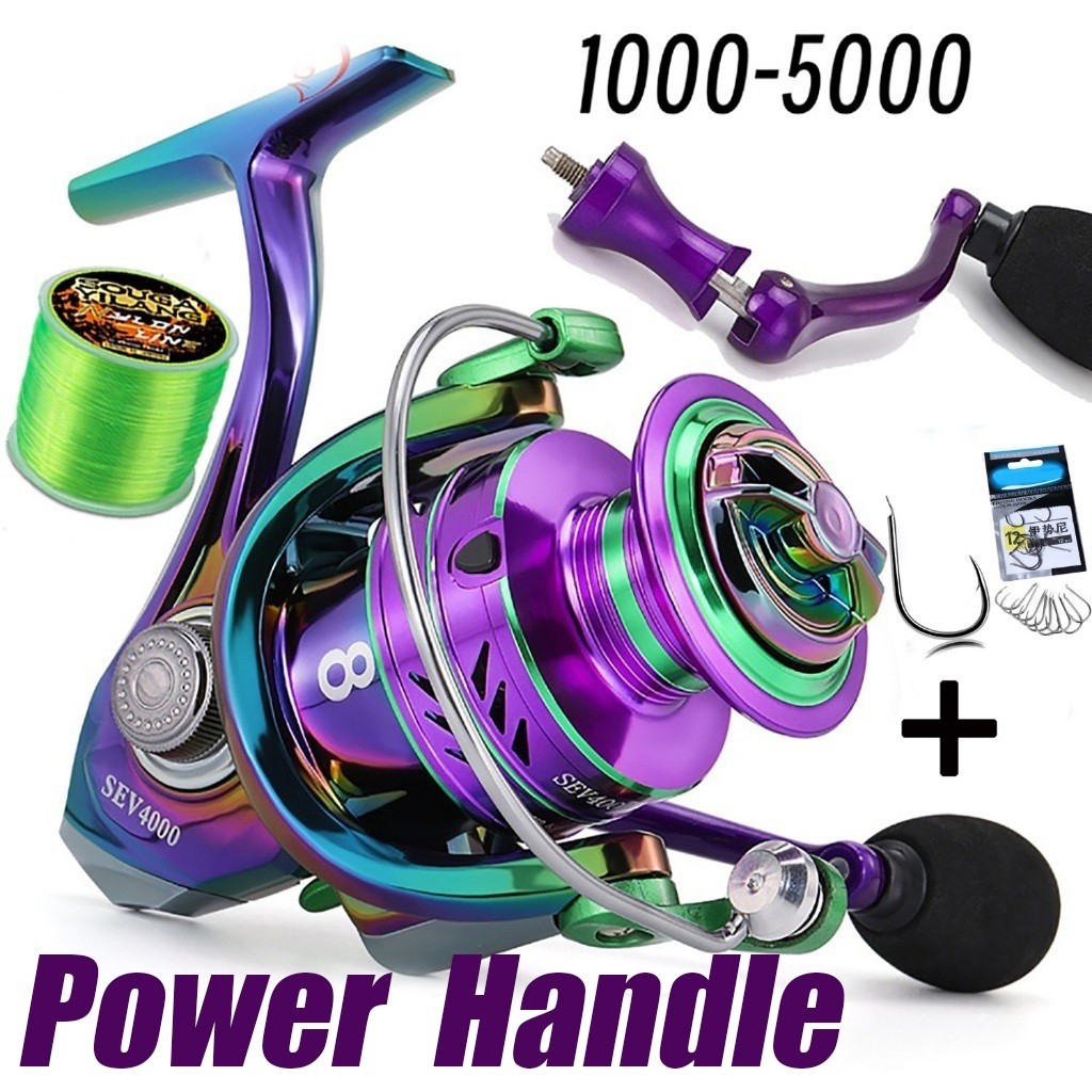 Power Hand Reel Pancing Memancing Rasio Gear 5.2:1 Max Drag 5-10KG Joran Pancing 1000-5000 Bahan Met