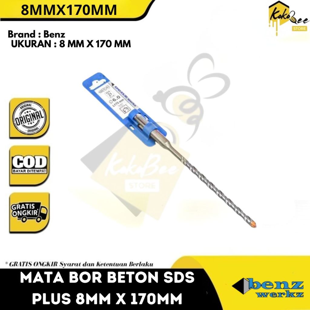 Mata Bor Beton SDS Plus 8mm x 170mm Benz / Mata Bor Rotary Hammer 8mm