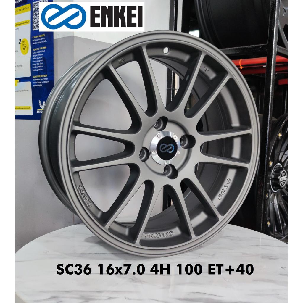 4pcs Velg ENKEI Ori SC36 16x7.0 4H 100 ET+40 MGMAK  Ring 16 R16 Lebar 7 inci  untuk Mobil Jazz Yaris