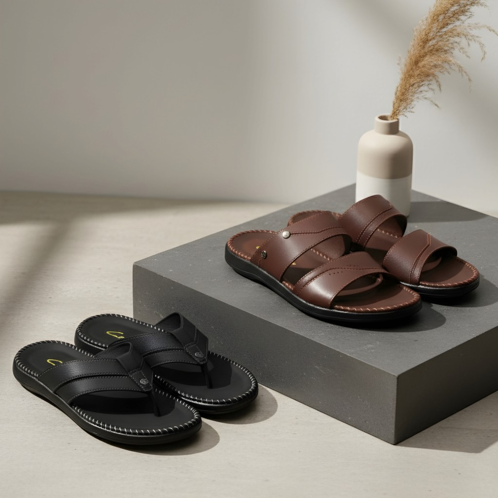 SANDAL KULIT KASUAL JAPIT LOKAL PROMO CARVIL SELOP TERBARU PRIA KEREN KEKINIAN ELEGANT DEWASA